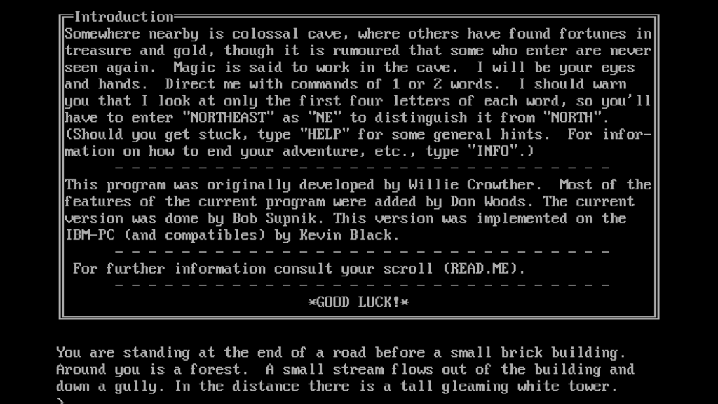 The opening screen from Colossal Cave Adventure.