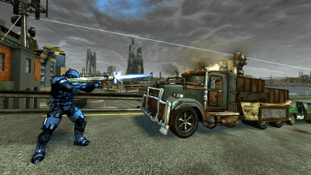 A screenshot from Crackdown 2 on the Xbox 360.