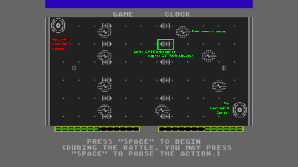 A screenshot from Cytron Masters (1982).