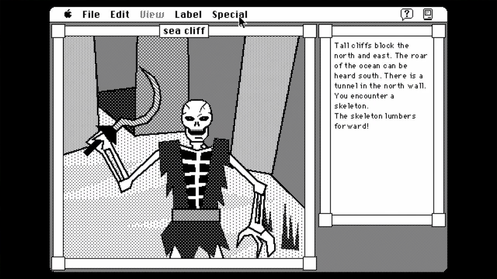 A screenshot from Enchanted Scepters (1984).