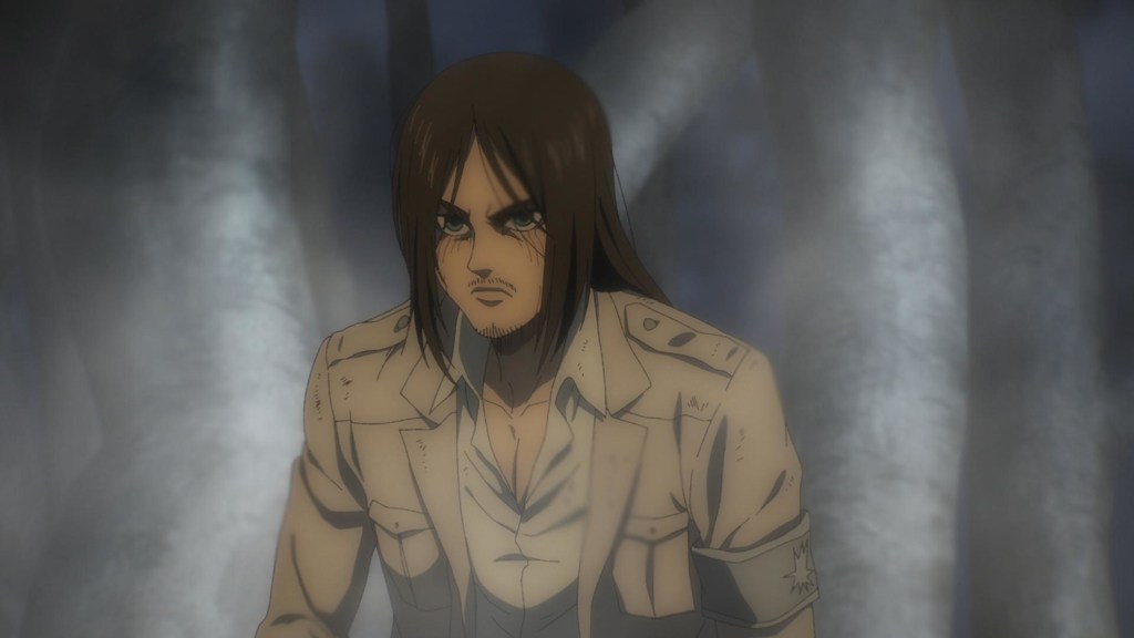 Eren Yeager looking angry in Attack on Titan