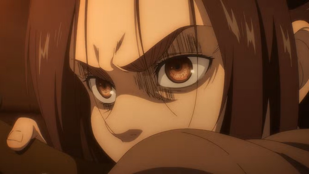 Gabi Braun shooting a rifle in Attack on Titan