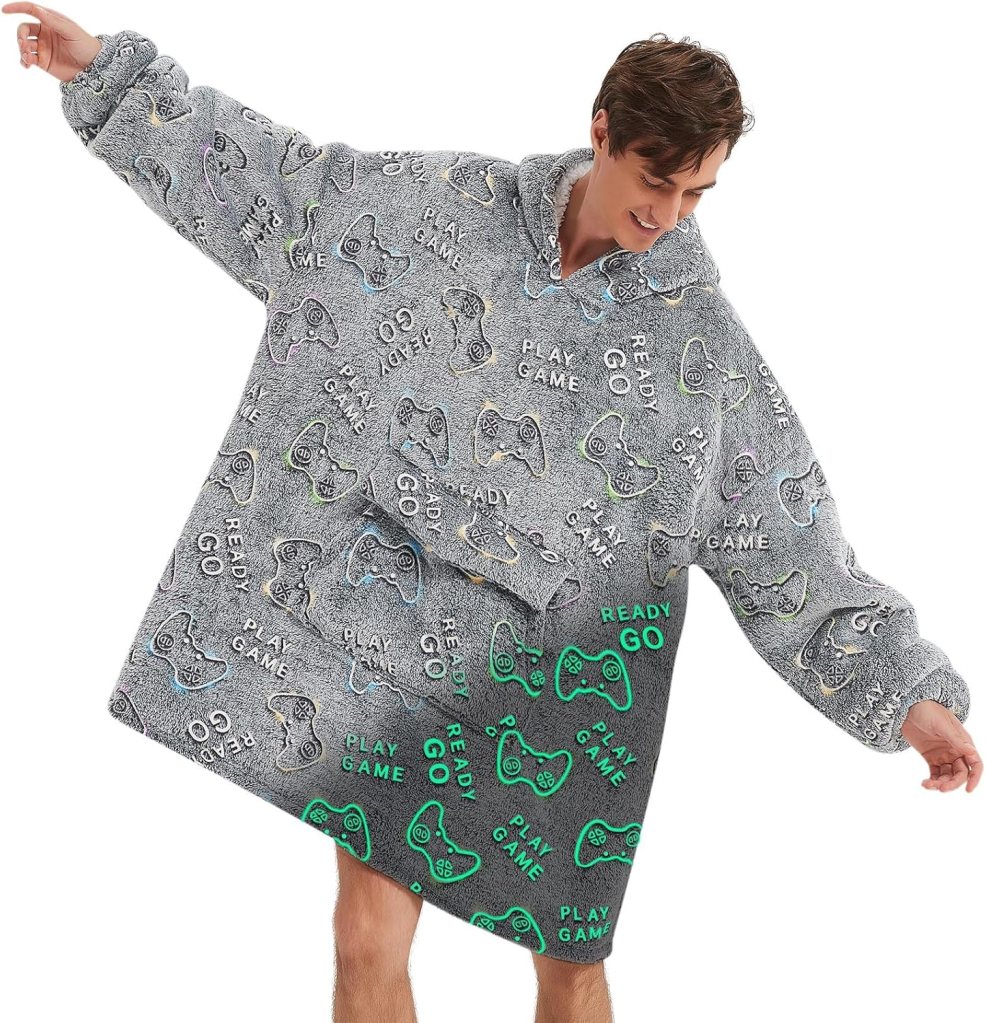 Glow in the Dark Game Controller Wearable Blanket Hoodie