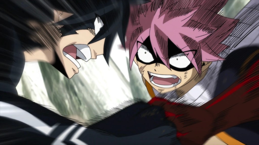 Gray and Natsu fighting in Fairy Tail