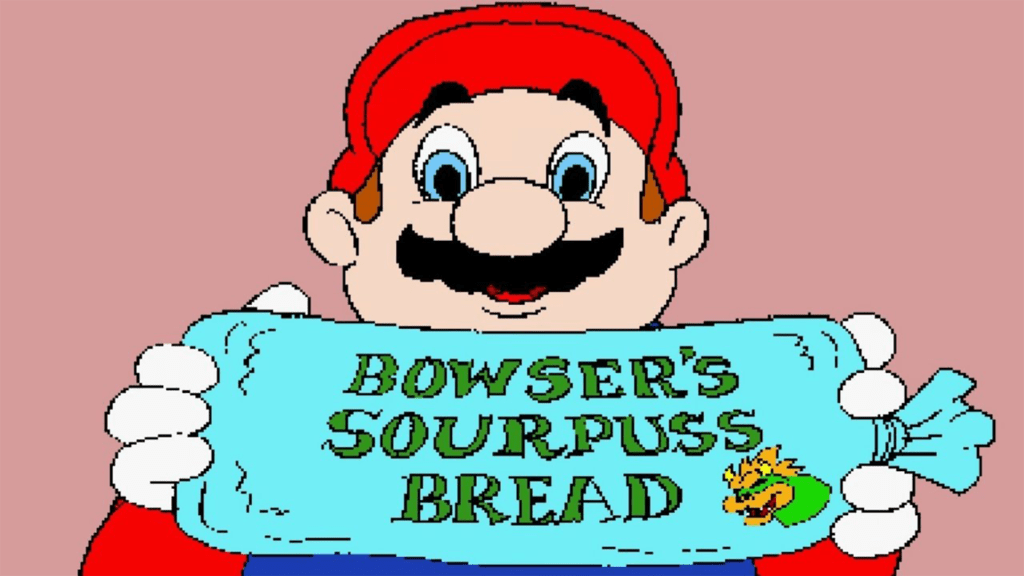 A screenshot from Hotel Mario (1994).