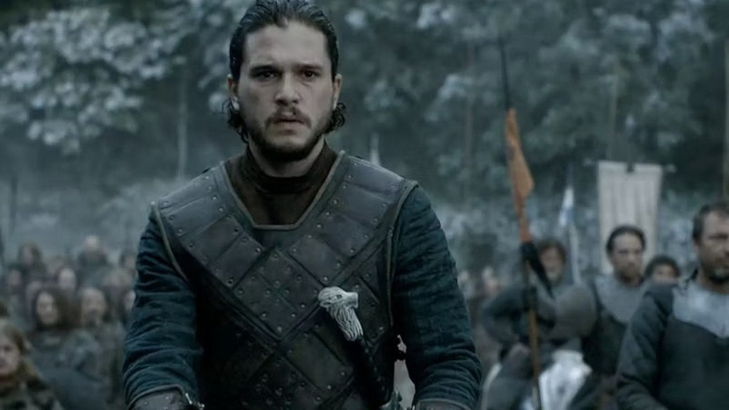 Jon Snow in front of his army in the Battle of the Bastards