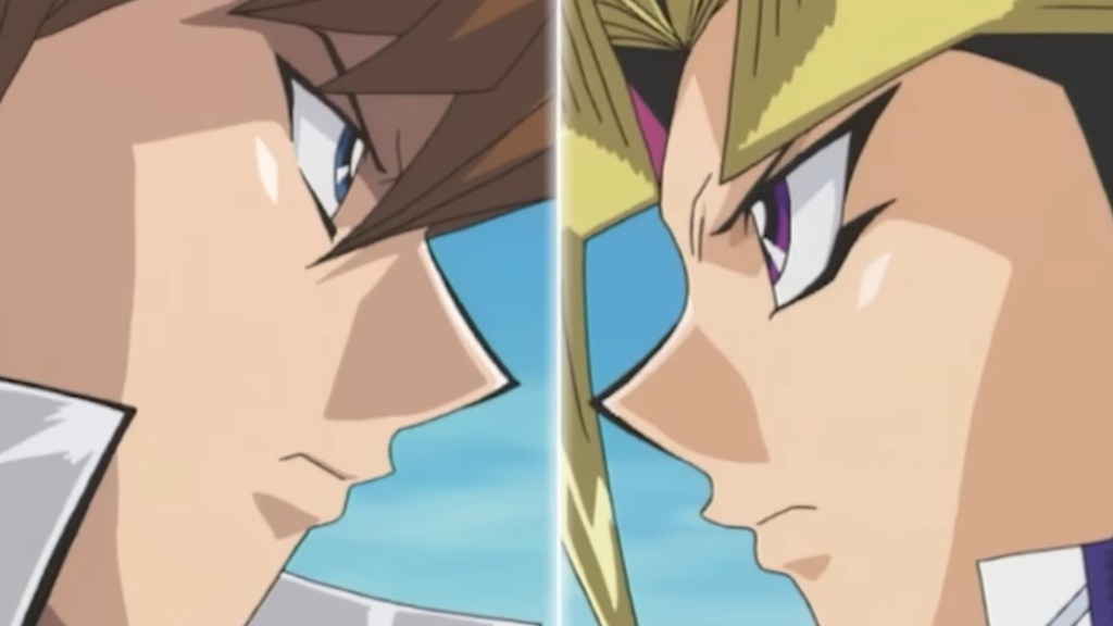 Close-ups of Kaiba and Yugi during their Battle City duel