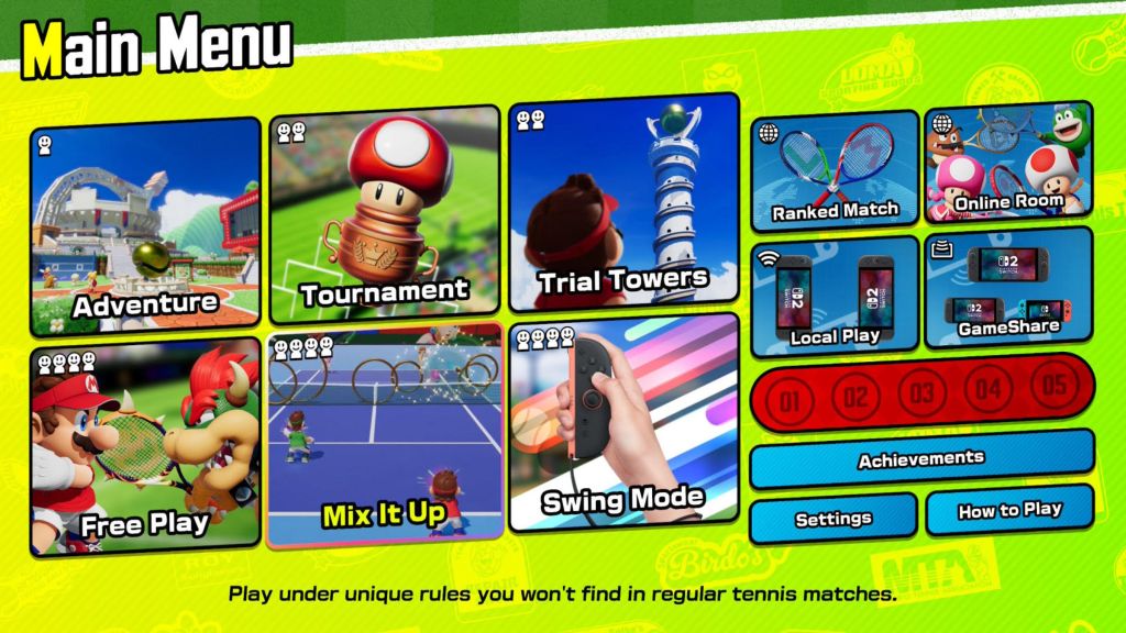 Mario Tennis Fever Game Modes