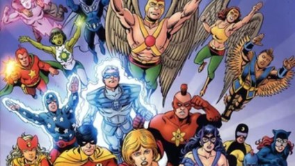 The combined forces of the Justice Society and Infinity Inc