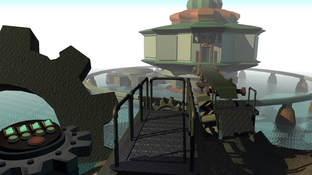 A screenshot from Myst (1993).