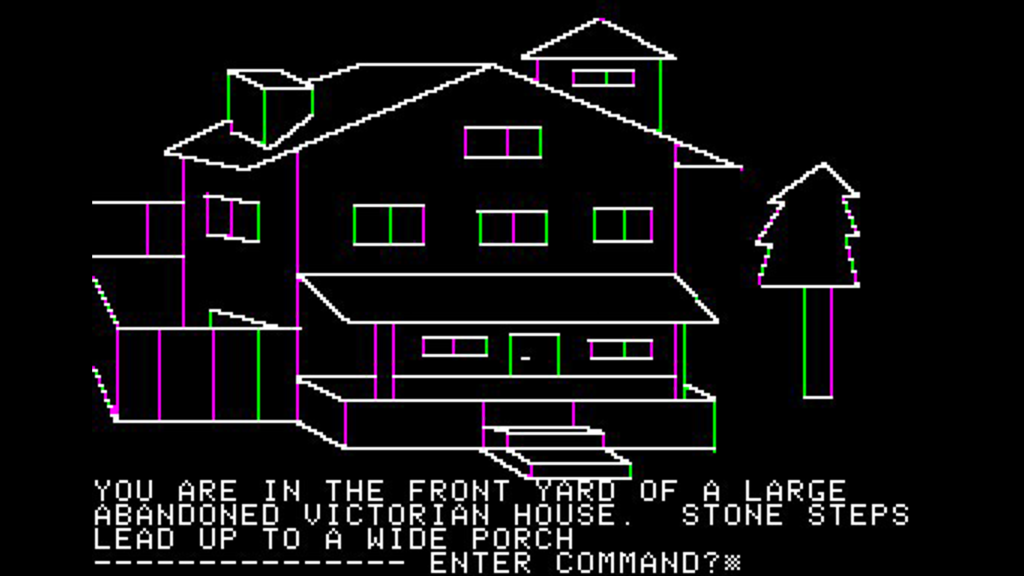 A screenshot from Mystery House (1980).