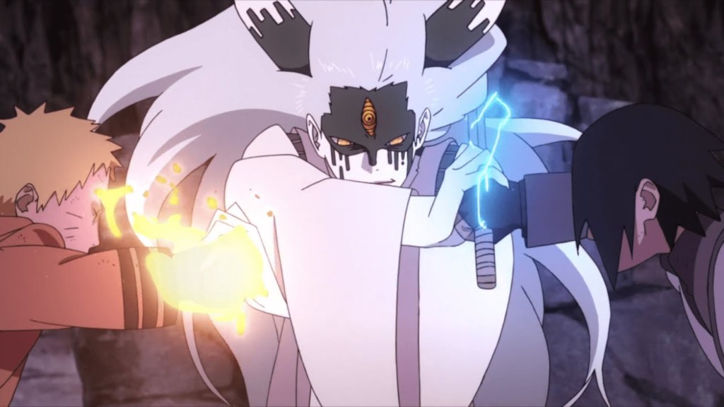 Naruto and Sasuke vs Momoshiki in Boruto