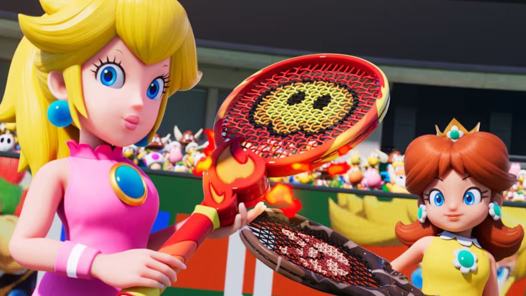 Peach and Daisy with Fever Rackets Mario Tennis Fever