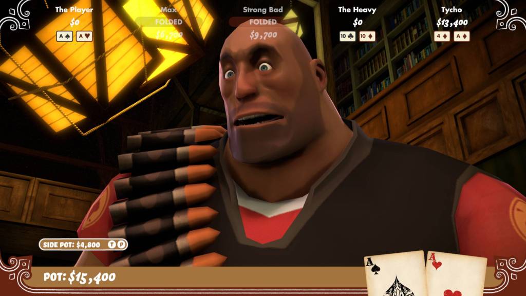 The Heavy looking shocked in Poker Night at the Inventory.
