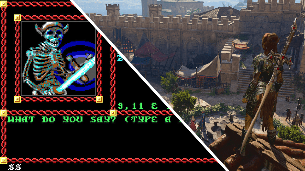 Screenshots from Pool of Radiance and Baldur's Gate 3.