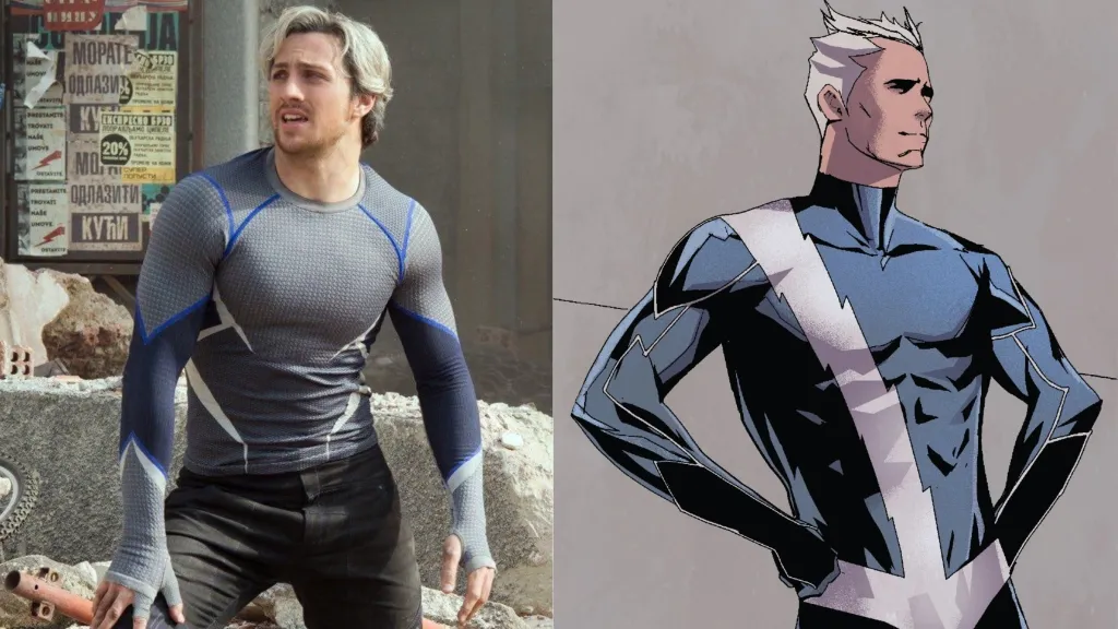 Quicksilver superhero suit comparison MCU vs comic books