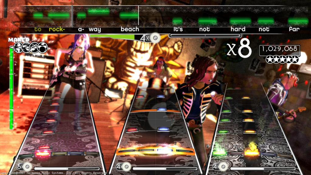 A screenshot from Rock Band (2007)