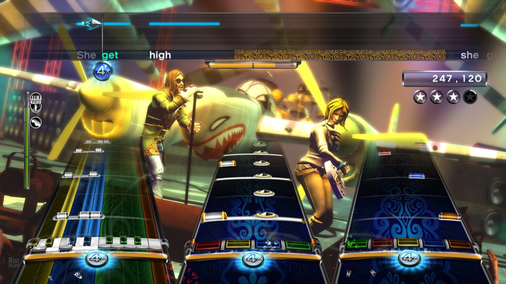 A screenshot from Rock Band 3 (2010).