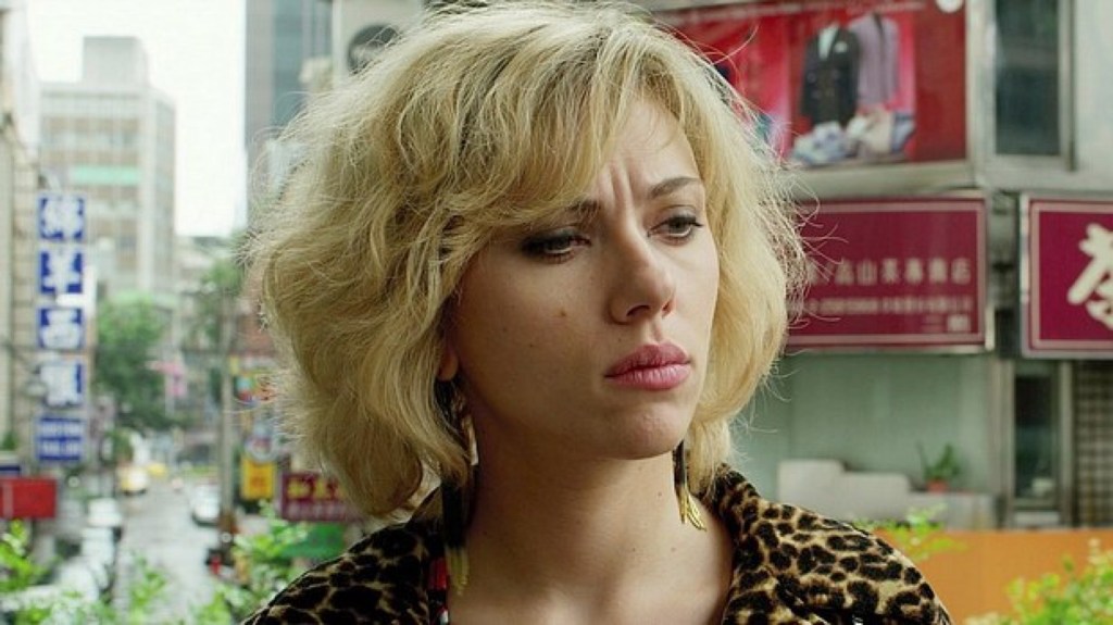 Scarlett Johansson Lucy looking confused