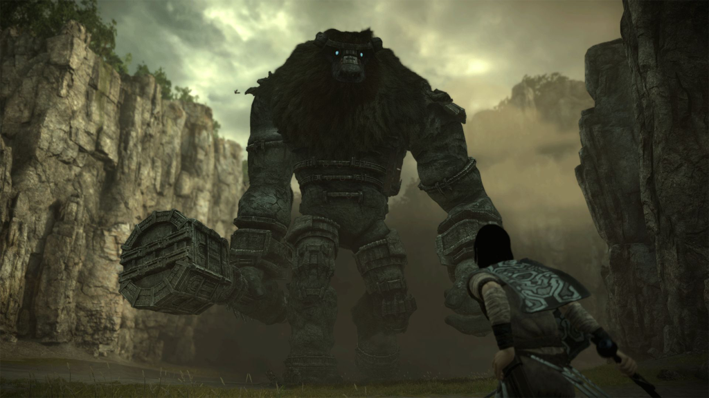 A screenshot from the Shadow Of The Colossus remake.