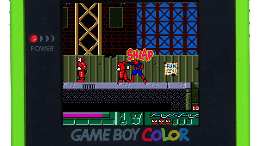 A screenshot from Spider-Man 2: The Sinister Six on the Game Boy Color.