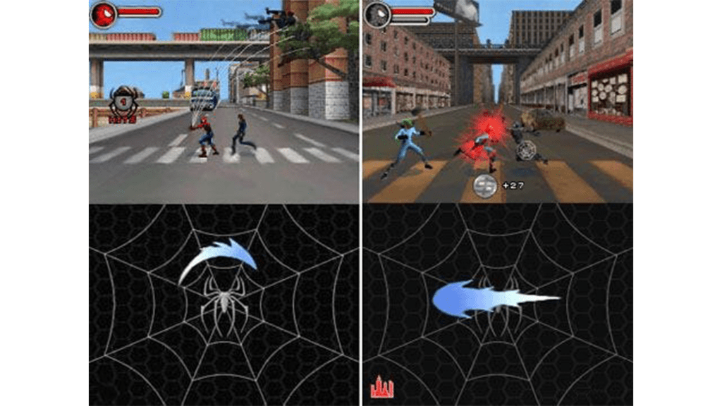 A screenshot from A screenshot from Spider-Man 3 on the Nintendo DS.