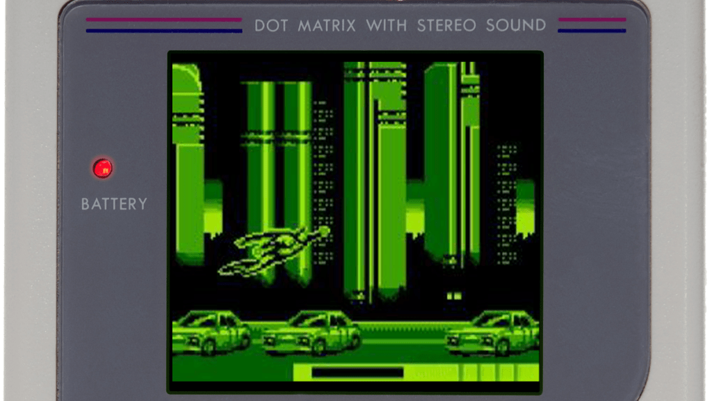 A screenshot from Superman (1997) on the Game Boy.