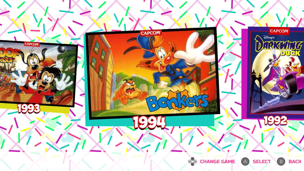 The game selection screen for The Disney Afternoon Collection on the Nintendo Switch.