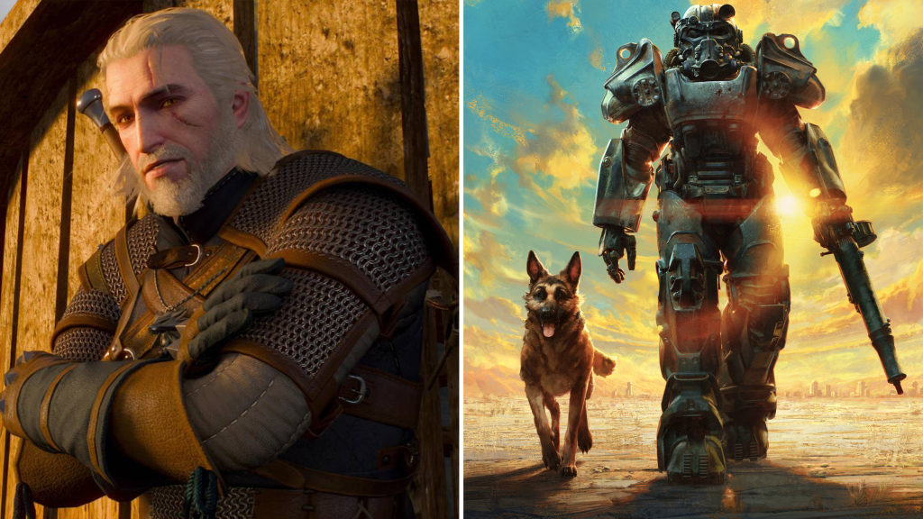 Screenshots from The Witcher 3: Wild Hunt & Fallout 4.
