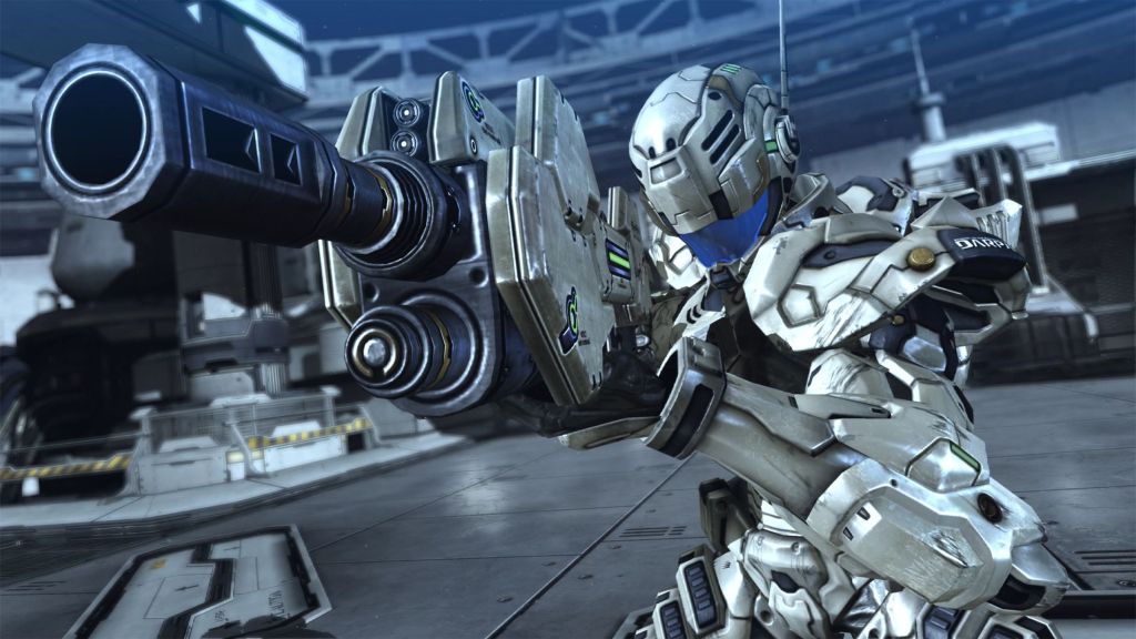 A screenshot from Vanquish (2010).