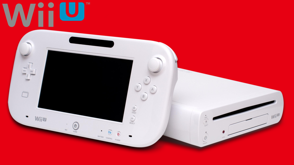 The Nintendo WiiU on a red background.
