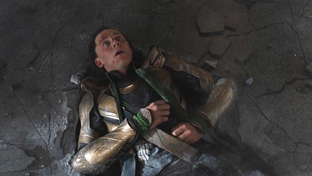 Loki laying on the ground in The Avengers (2012)