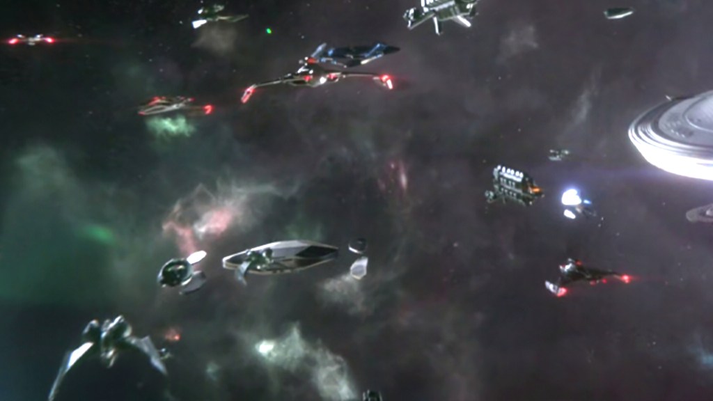 Klingon ships in battle in Star Trek: Starfleet Academy