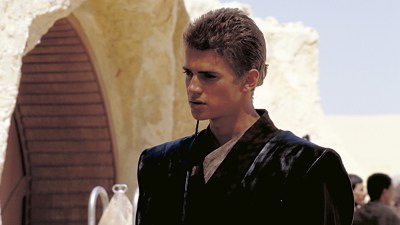 Hayden Christensen as Anakin Skywalker in Attack of the Clones standing on Tatooine