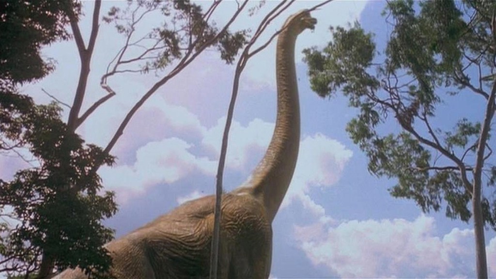A Brachiosaurus eating leaves off a tree in Jurassic Park