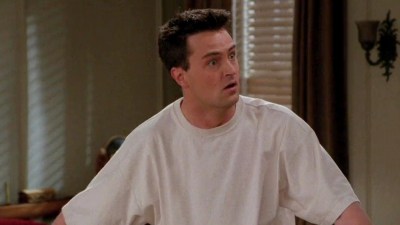 Chandler looking shocked in Friends