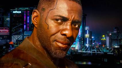 Solomon Reed from Cyberpunk 2077 Phantom Liberty in front of Night City