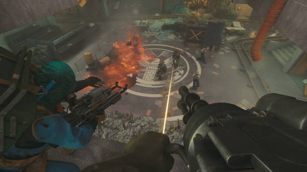 Players shooting at enemies below them in FBC: Firebreak.