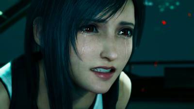 Tifa crying in Final Fantasy 7 Remake.