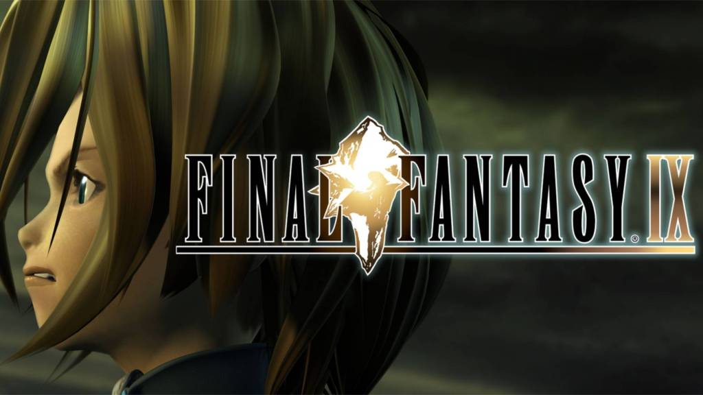 Final Fantasy 9's logo in front of its protagonist.
