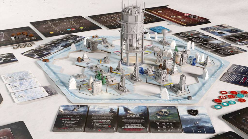 The board game of Frostpunk all set out.