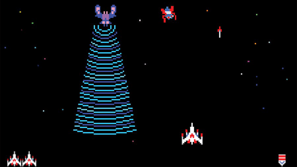 A screenshot from Galaga.