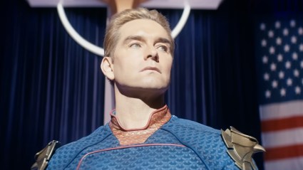 Antony Starr as Homelander looking to the side in The Boys Season 5
