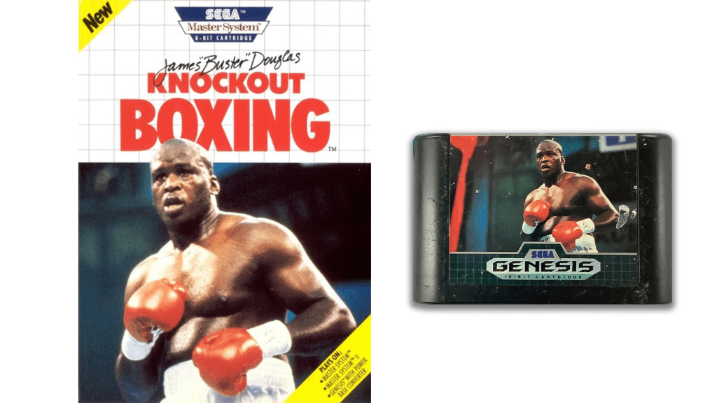 James Buster Douglas Knockout Boxing box art and cartridge for the Sega Master System.