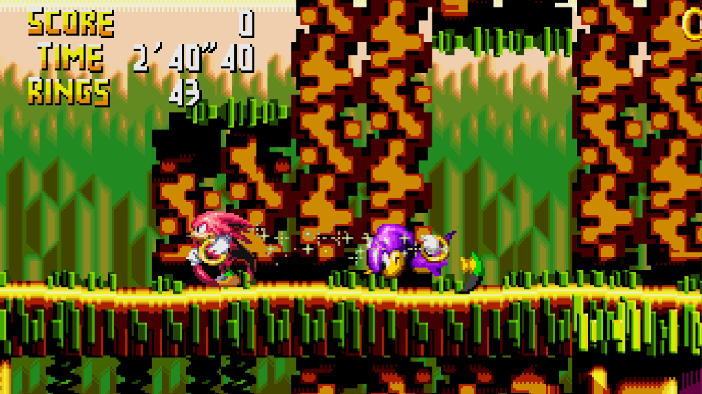 A screenshot from Knuckles' Chaotix on the Sega 32X.