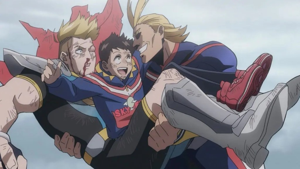 All Might catching Captain Celebrity and Koichi in MHA: Vigilantes Season 2, Episode 12