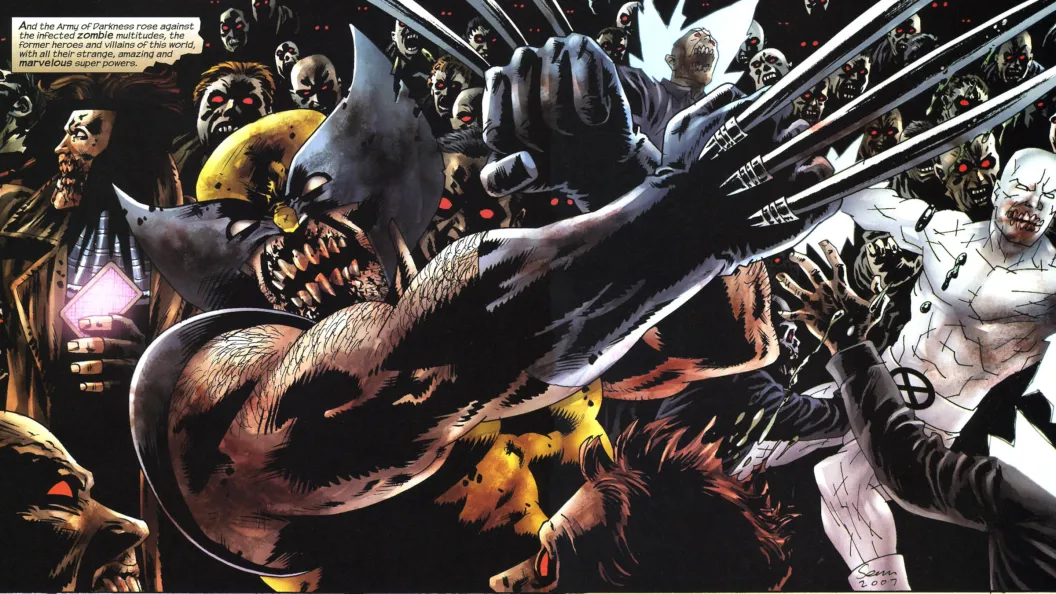 Dark alternate realities in Marvel comics depicting dystopian settings.