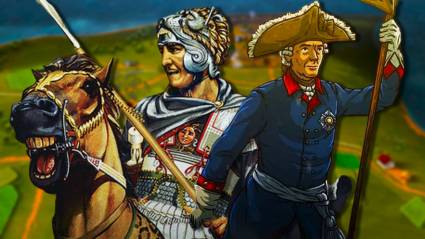 Characters from Master of Command and Strategos in front of gameplay from Ultimate General: Civil War