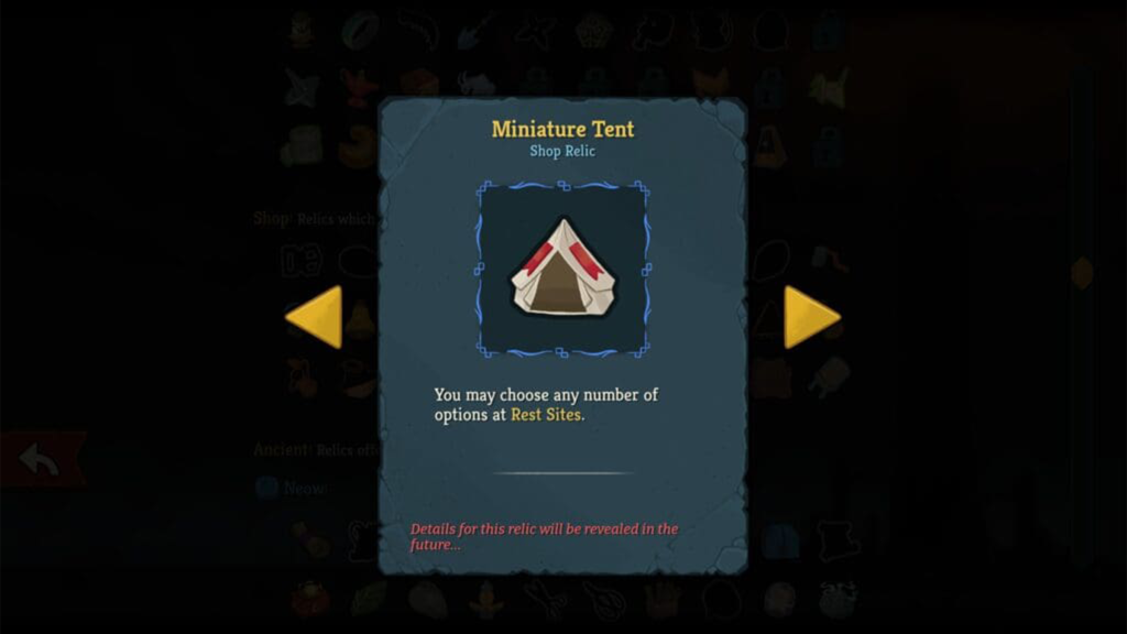 The Miniature Tent relic in Slay the Spire II.