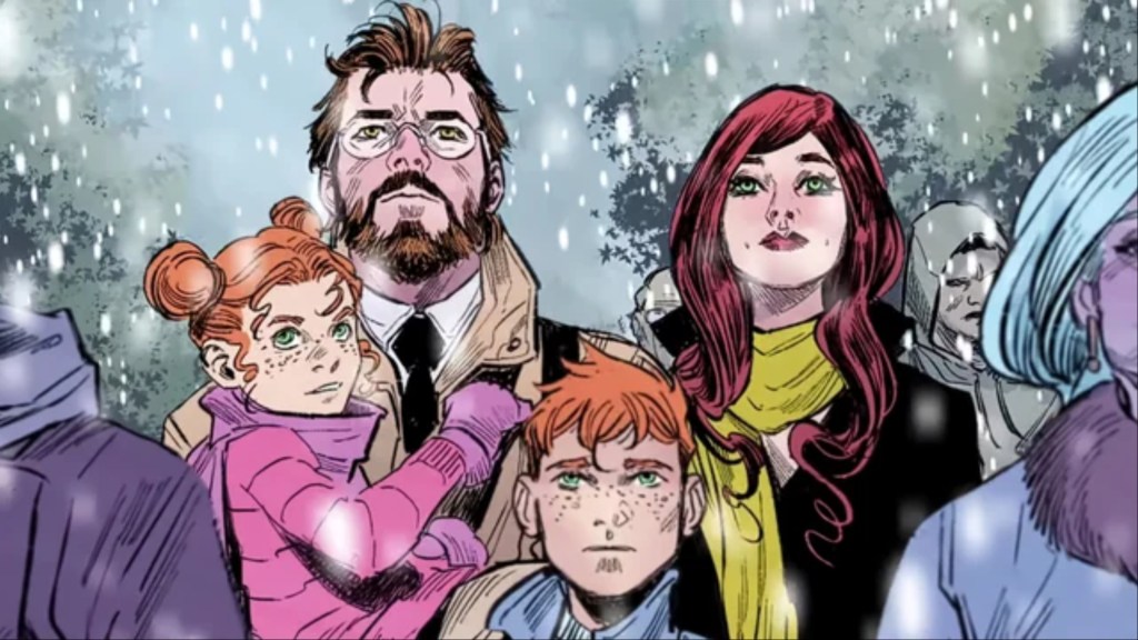Peter, Mary Jane, Richard, and May Parker from The Ultimate Spider-Man